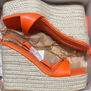 Tory Burch Orange Wedge Sandals